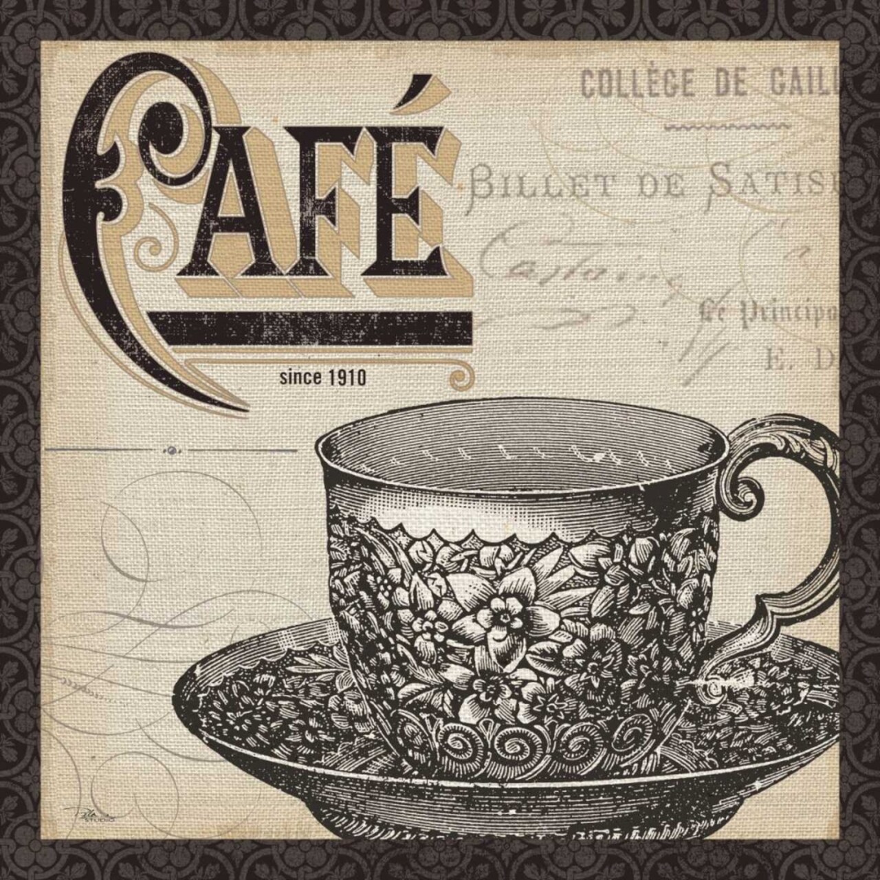 Antique Cafe II with Border Poster Print by Pela Studio - Item # VARPDX11032